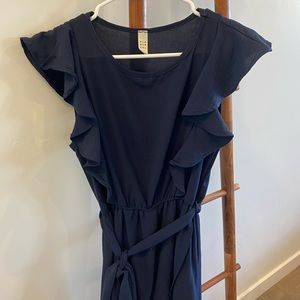 Blue Flutter Sleeve Dress